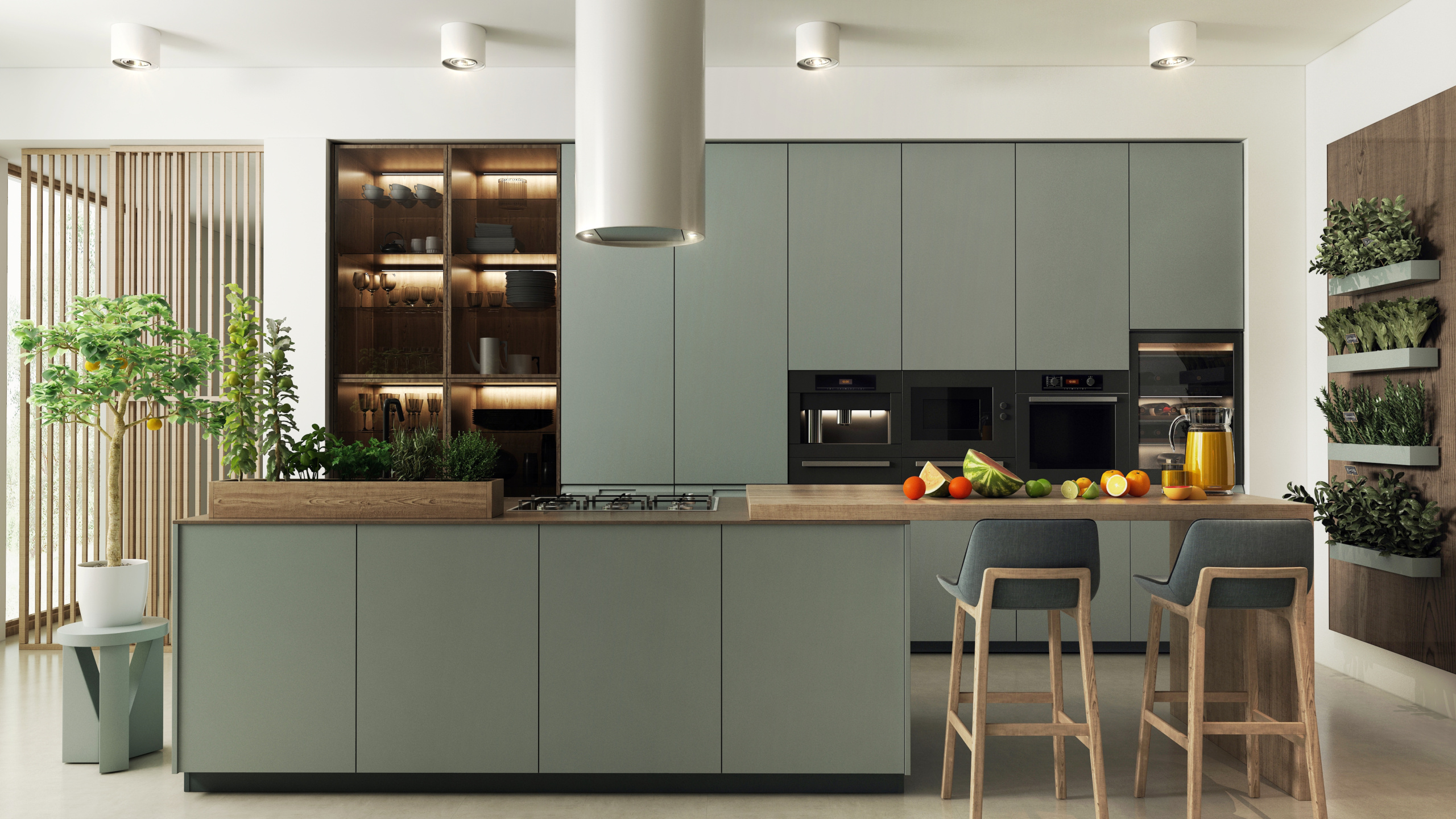 modern sage green kitchen